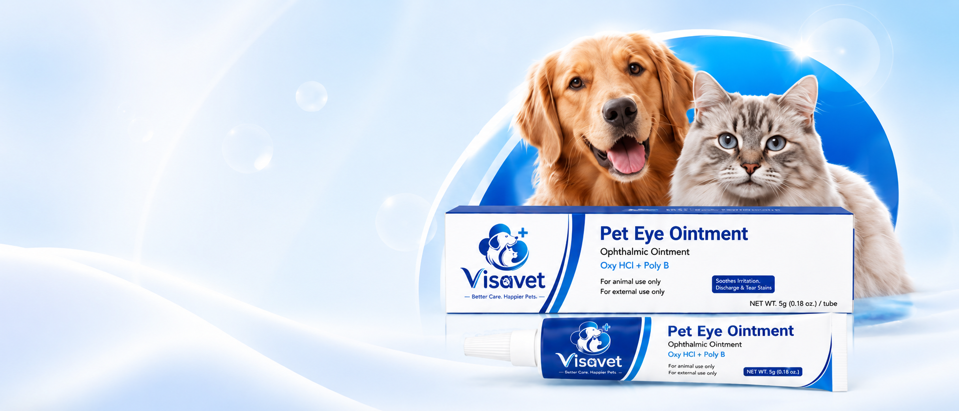 VISAVET Pet Eye Cream β gentle eye care for cats, dogs, horses, birds, rabbits and sheep